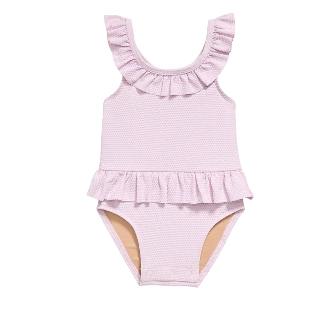 Old Navy Baby Girl Ruffle One Piece Swimsuit Lavender Purple UPF 50+ 18-24M NEW